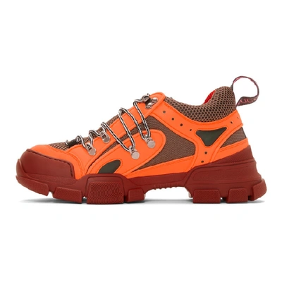 Shop Gucci Orange Flashtrek Sneakers In 7576 Orange