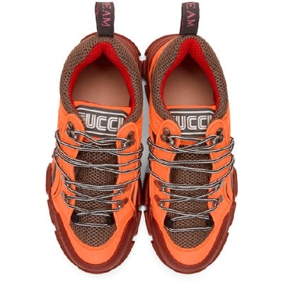 Shop Gucci Orange Flashtrek Sneakers In 7576 Orange