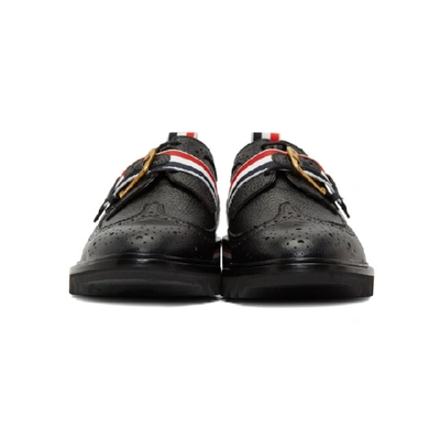 Shop Thom Browne Black Webbing Strap Longwing Brogues