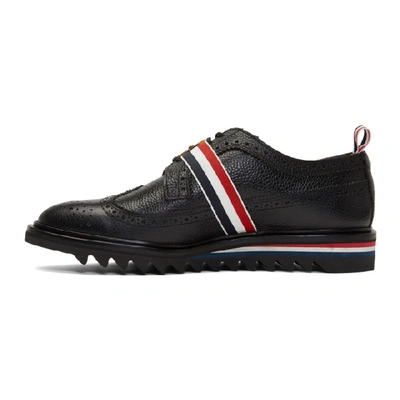 Shop Thom Browne Black Webbing Strap Longwing Brogues