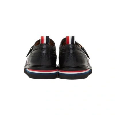 Shop Thom Browne Black Webbing Strap Longwing Brogues