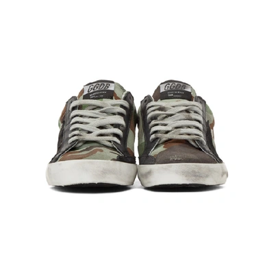 Shop Golden Goose Green & Black Camo Canvas Superstar Sneakers In Camoblack