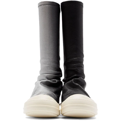 Shop Rick Owens Black And Silver Degrade Stretch Sock Sneakers In 0918 Blk/si