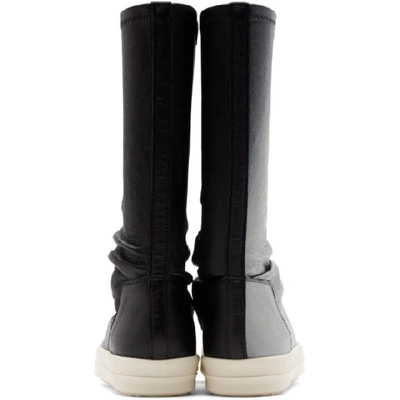 Shop Rick Owens Black And Silver Degrade Stretch Sock Sneakers In 0918 Blk/si