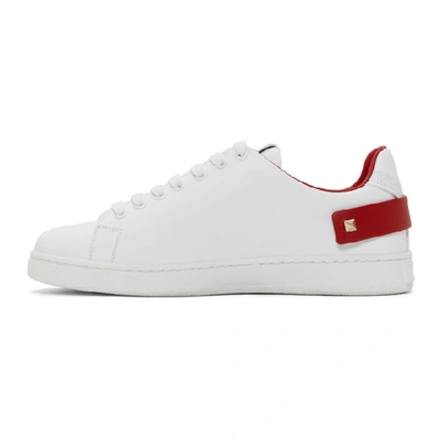 Shop Valentino White And Red  Garavani Vlogo Backnet Sneakers In Ds5 Bi Roug