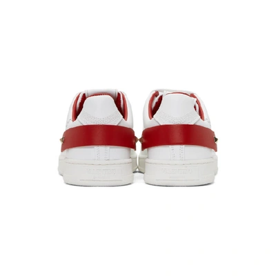 Shop Valentino White And Red  Garavani Vlogo Backnet Sneakers In Ds5 Bi Roug