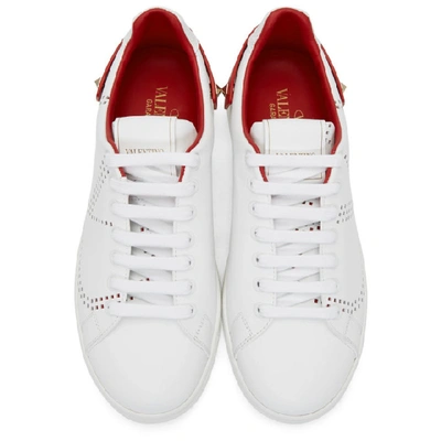 Shop Valentino White And Red  Garavani Vlogo Backnet Sneakers In Ds5 Bi Roug