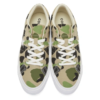 Shop Converse Beige And Black One Star Archive Print Low Top Sneakers In Candigngrn