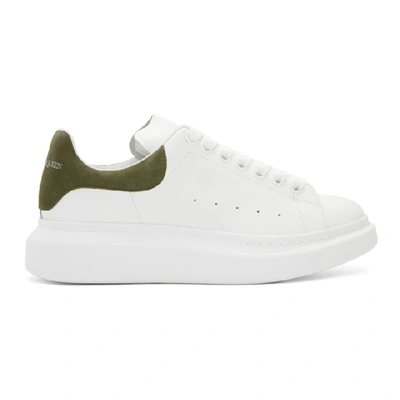 Shop Alexander Mcqueen White And Khaki Oversized Sneakers