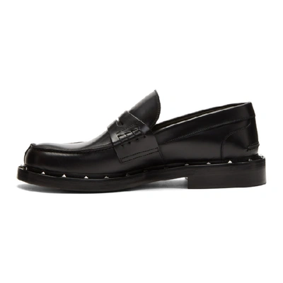Shop Valentino Black  Garavani Studded Moccasin Loafers In 0no Black