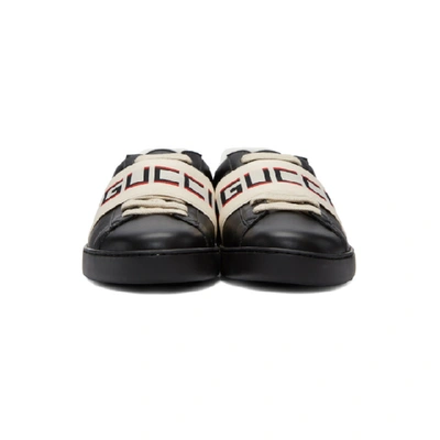 Shop Gucci Black New Ace Elastic Band Sneakers In 1076 Nero
