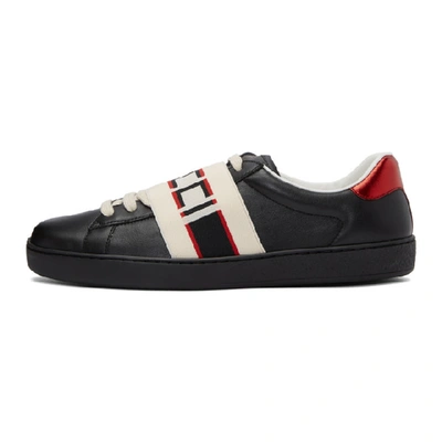 Shop Gucci Black New Ace Elastic Band Sneakers In 1076 Nero