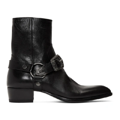 Shop Saint Laurent Black Wyatt 40 Age Harness Boots In 1000 Black