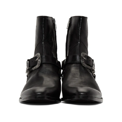 Shop Saint Laurent Black Wyatt 40 Age Harness Boots In 1000 Black