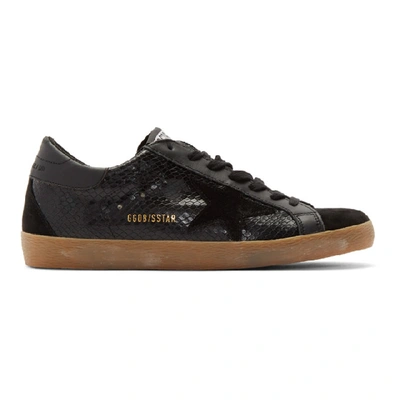 Shop Golden Goose Black Snake Superstar Sneakers In Blcksnake