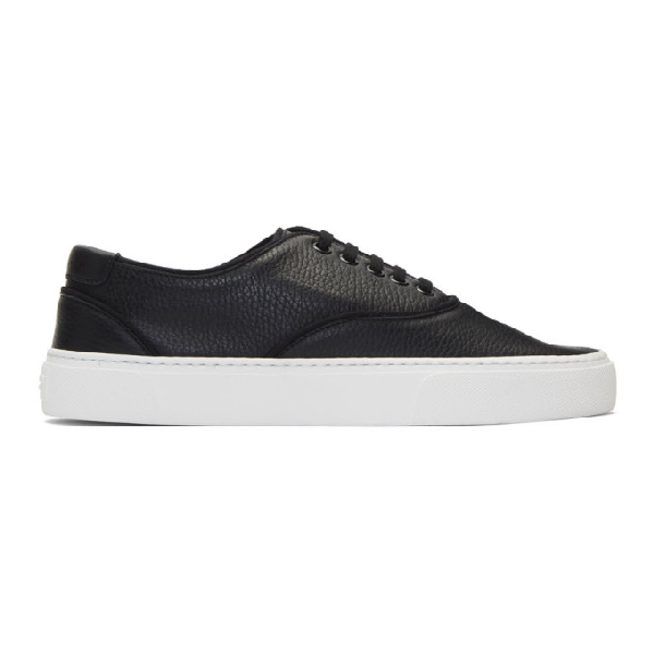 mens black leather low top sneakers