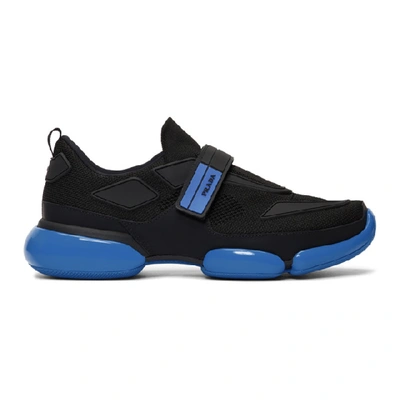 Shop Prada Black & Blue Cloudbust Sneakers