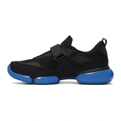 Shop Prada Black & Blue Cloudbust Sneakers