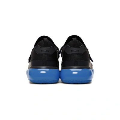 Shop Prada Black & Blue Cloudbust Sneakers