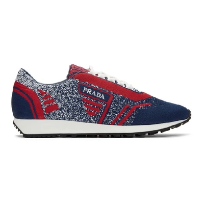 Shop Prada Red & Navy Knit Sport Trainers