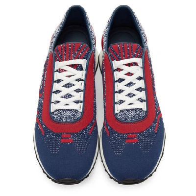 PRADA 红色 AND 海军蓝针织运动鞋