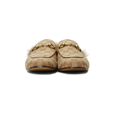 Shop Gucci Beige & Brown Canvas Gg Princetown Loafers