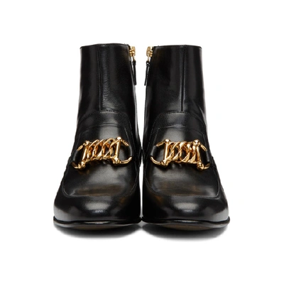 Shop Gucci Black 'kitten' Horsebit Chain Boots