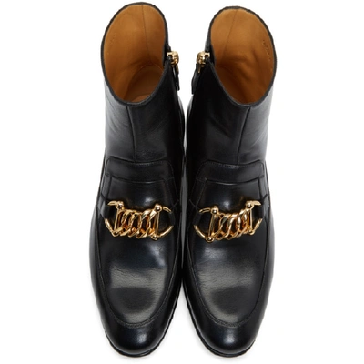 Shop Gucci Black 'kitten' Horsebit Chain Boots