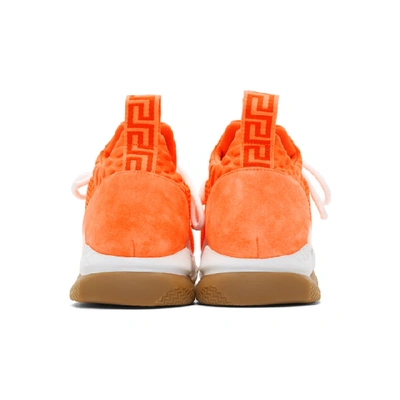 Shop Versace Orange Cross Chainer Sneakers