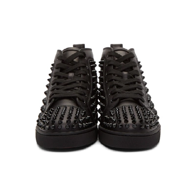 Shop Christian Louboutin Black Louis Spikes High-top Sneakers In B049 Blkblk