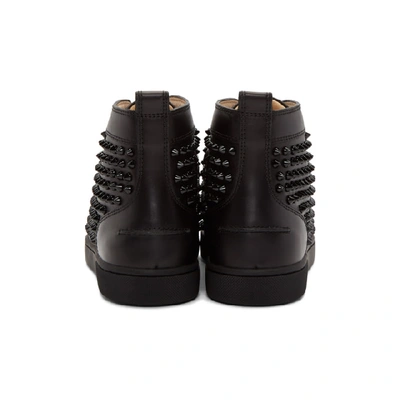 Shop Christian Louboutin Black Louis Spikes High-top Sneakers In B049 Blkblk