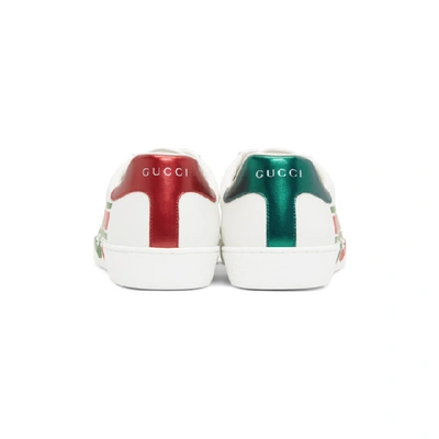 Shop Gucci White & Red Interlocking G Ace Sneakers