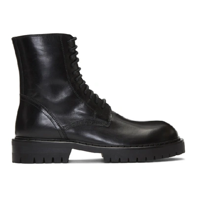 Shop Ann Demeulemeester Black Calfskin Boots In Vitello Ner