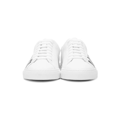 Shop Moschino White Leather Logo Sneakers In 100 White