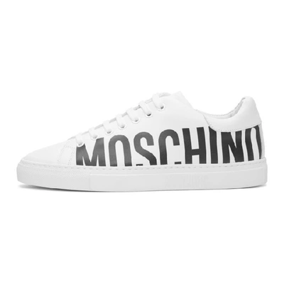 MOSCHINO 白色皮革徽标运动鞋