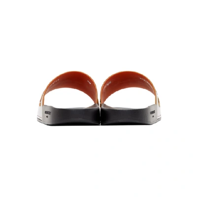 Shop Givenchy Orange And Black Iridescent Flat Pool Slides