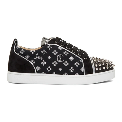 Shop Christian Louboutin Black Louis Junior Spikes Orlato Sneakers In Bk65 Blkslv