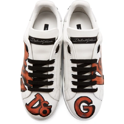 Shop Dolce & Gabbana Dolce And Gabbana White Graffiti Sneakers In Hwwo7 White