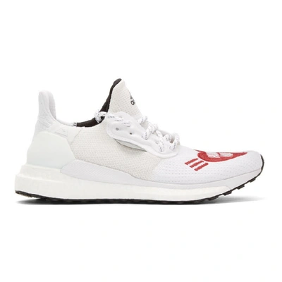 Shop Adidas Originals By Pharrell Williams Adidas Originals X Pharrell Williams White And Red Human Made Solar Hu Sneakers In Whtlkscrlt