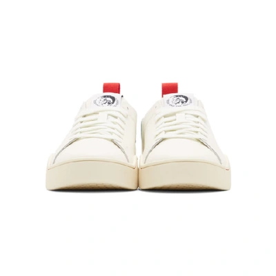 Shop Diesel White And Green S-clever Ls Low Sneakers In H7459 Wtgrn
