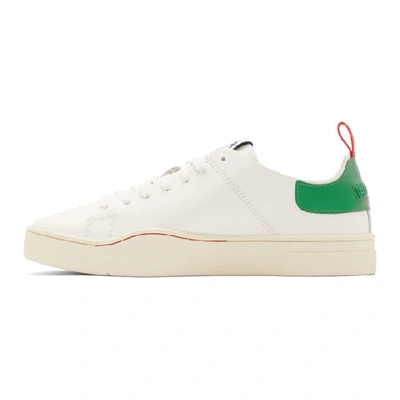 Shop Diesel White And Green S-clever Ls Low Sneakers In H7459 Wtgrn