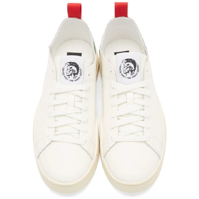 Shop Diesel White And Green S-clever Ls Low Sneakers In H7459 Wtgrn