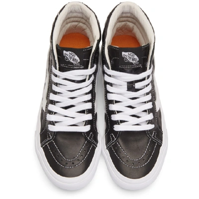 Shop Vans Black Checkerboard Leather Sk8-hi Reissue Vi Sneakers