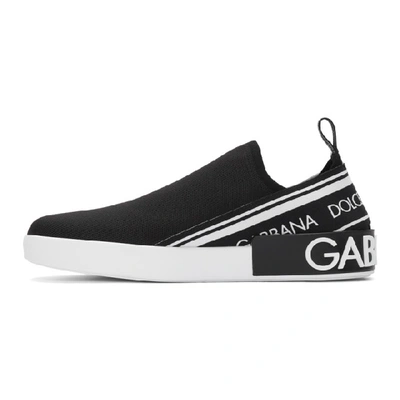 Shop Dolce & Gabbana Dolce And Gabbana Black And White Portofino Slip-on Sneakers