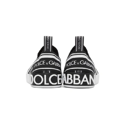 Shop Dolce & Gabbana Dolce And Gabbana Black And White Portofino Slip-on Sneakers