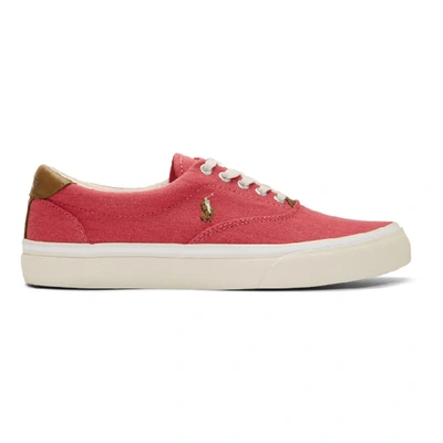 Shop Polo Ralph Lauren Red Twill Thorton Sneakers
