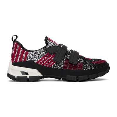 Prada Crossection Knit Black And Red Trainers