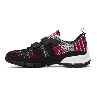 Prada Crossection Knit Black And Red Trainers