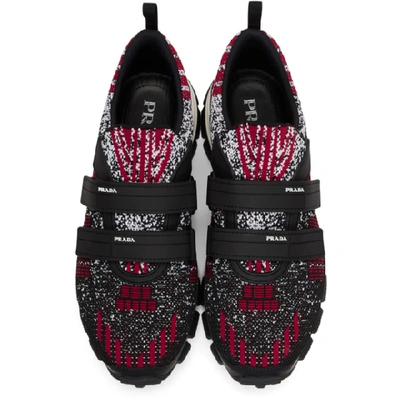 Prada Crossection Knit Black And Red Trainers