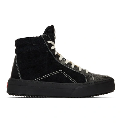 Shop Rhude Black Suede Leather V1 Hi Sneakers
